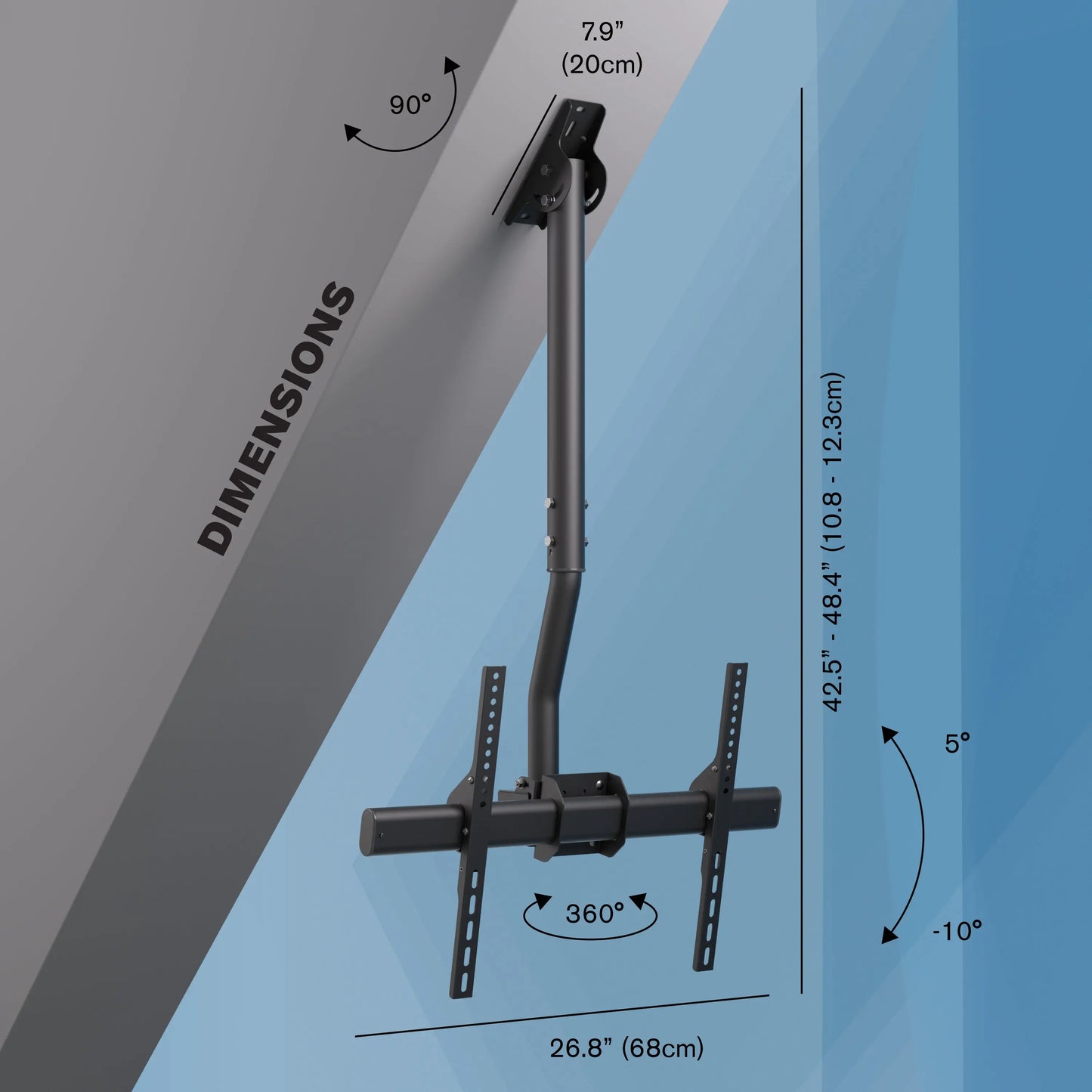 ProMounts Swivel Ceiling TV Mount for 37"-90" Screens Holds up to 88lbs (UC-PRO310) - ProMounts