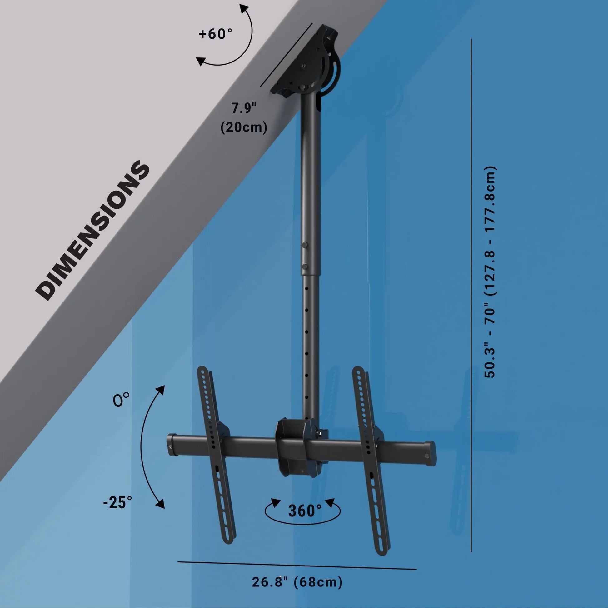 ProMounts Tilt and Swivel Ceiling TV Mount 37-90 Inch Screens Holds up to 110Lbs. (UC-PRO310XL) ProMounts