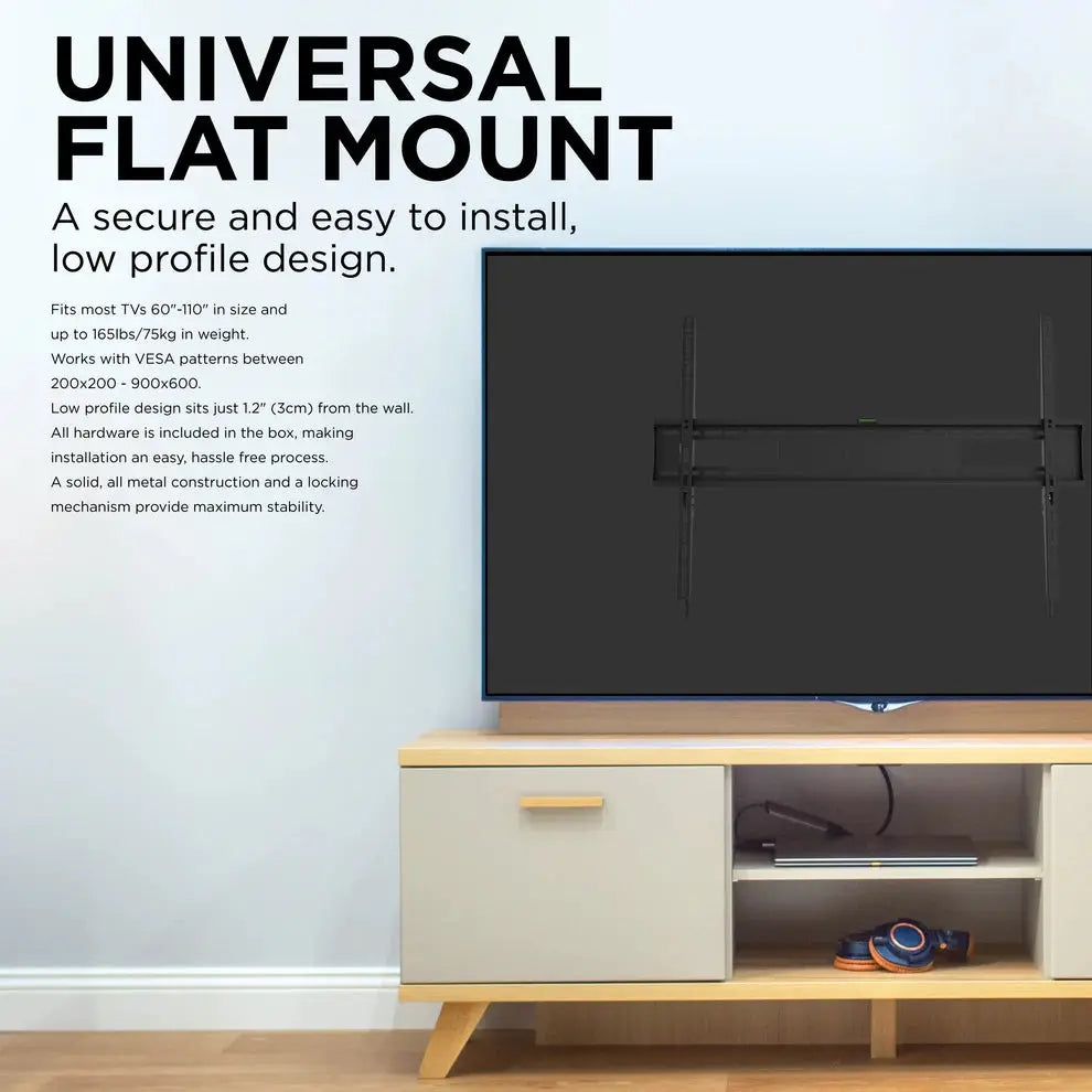 ProMounts Premium Flat / Fixed TV Wall Mount for 60" to 110" TVs Up to 165lbs (UF-PRO400) - ProMounts