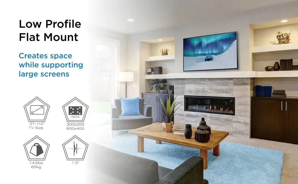 ProMounts  Premium Flat / Fixed TV Wall Mount for 37" to 110" TVs Up to 143lbs (UF-PRO640) - ProMounts