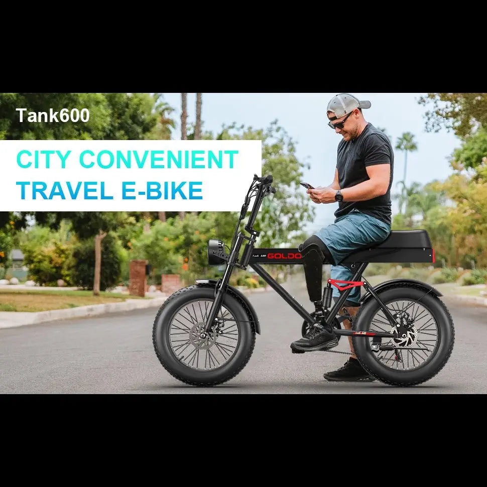 Goldoro Electric Bike for Adults 500W, 20 Inch Fat Tire Ebike 31 MPH & 50-60 Miles Commuter E Bike, 48V 20AH Electric Bicycle (Black) - ProMounts