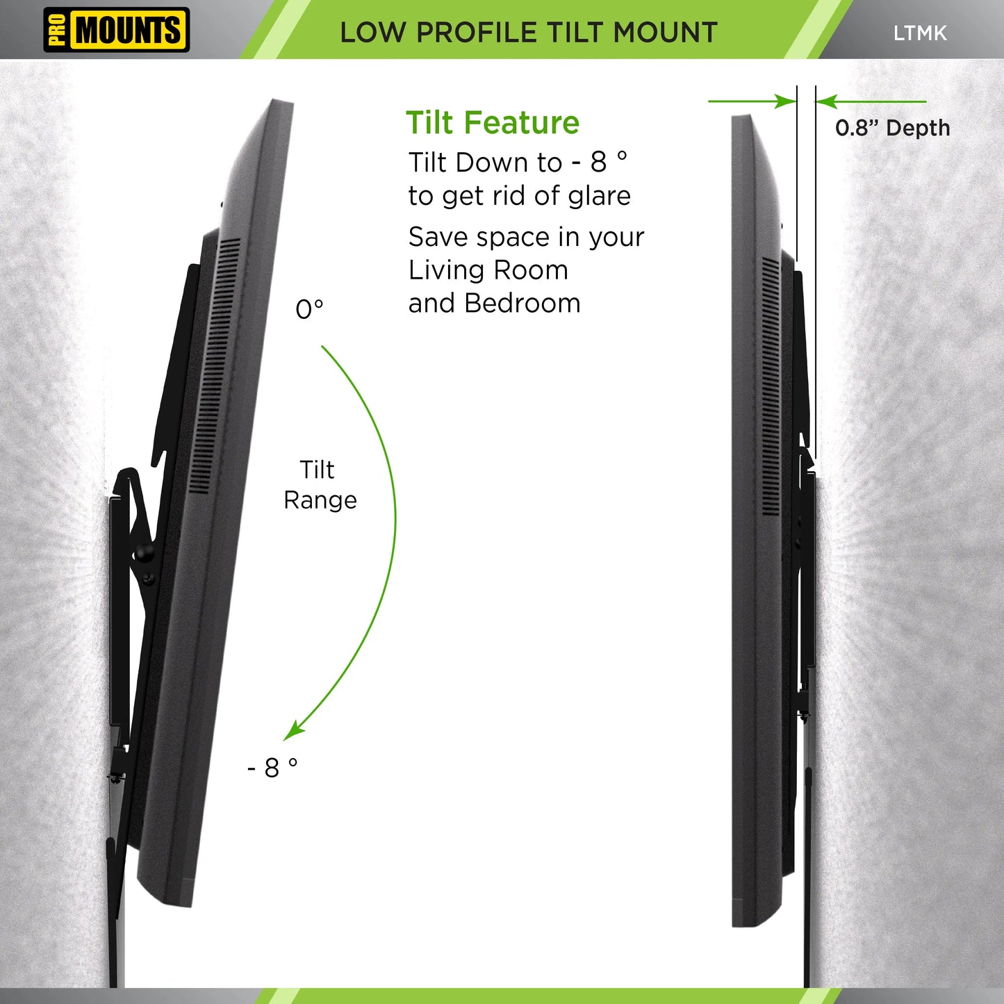 ProMounts Tilting TV Wall Mount for 42"-75" Screens Holds up to 100 lbs with HDMI Cable and Screen Cleaner (LTMK) ProMounts