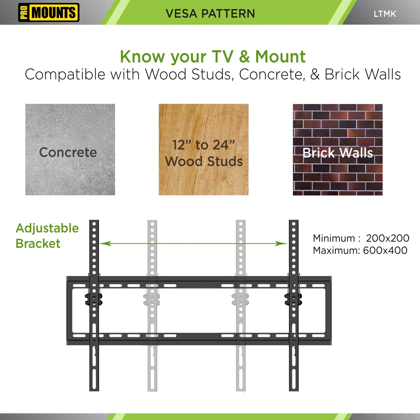 ProMounts Tilting TV Wall Mount for 42"-75" Screens Holds up to 100 lbs with HDMI Cable and Screen Cleaner (LTMK) ProMounts