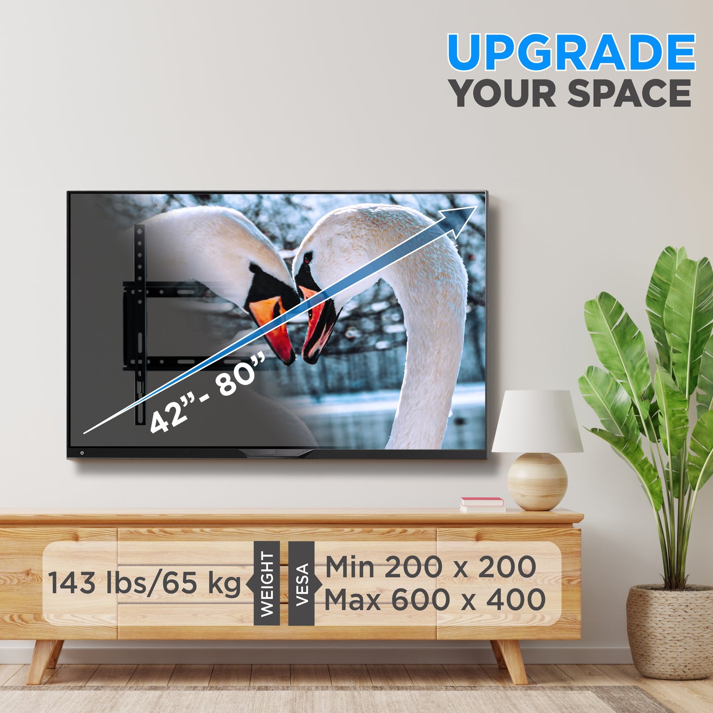 ProMounts Flat / Fixed TV Wall Mount for 42" to 80" TVs, holds up to 143 lbs.(MF642) - ProMounts