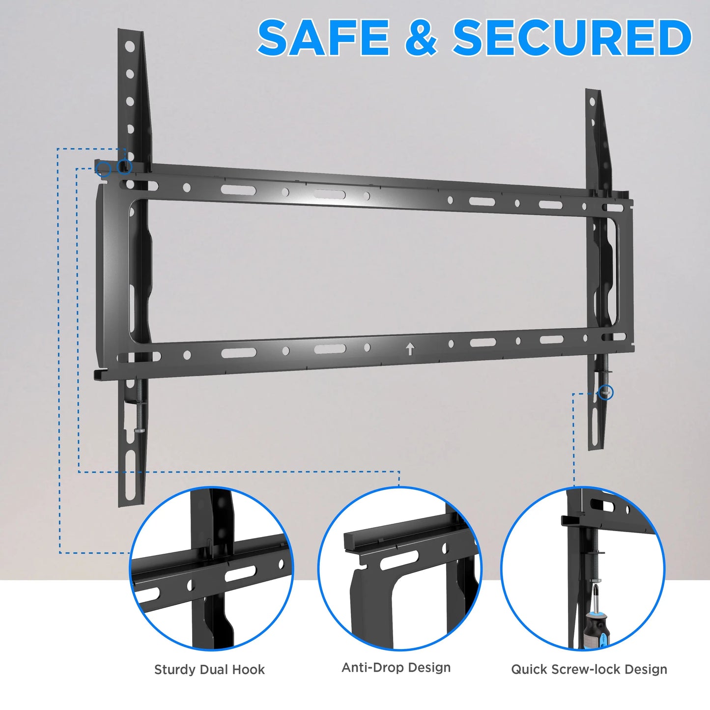 ProMounts Flat / Fixed TV Wall Mount for 42" to 80" TVs, holds up to 143 lbs.(MF642) ProMounts