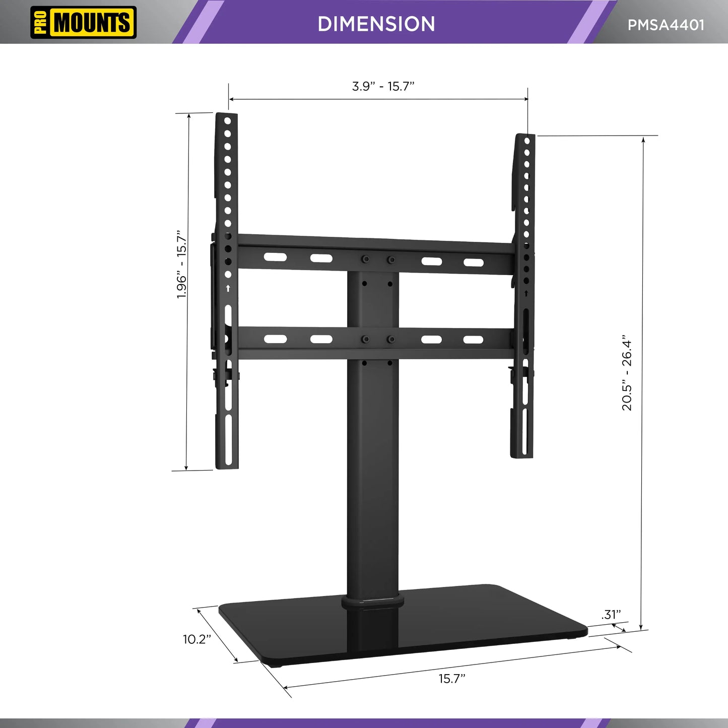 ProMounts Tabletop TV Stand Mount for 37"-65 TVs Holds up to 88lbs (PMSA4401) - ProMounts