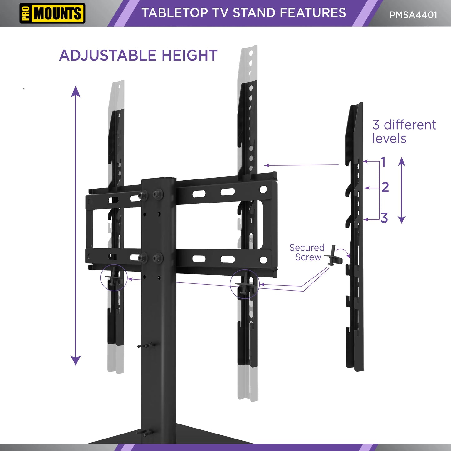 ProMounts Tabletop TV Stand Mount for 37"-65 TVs Holds up to 88lbs (PMSA4401) - ProMounts