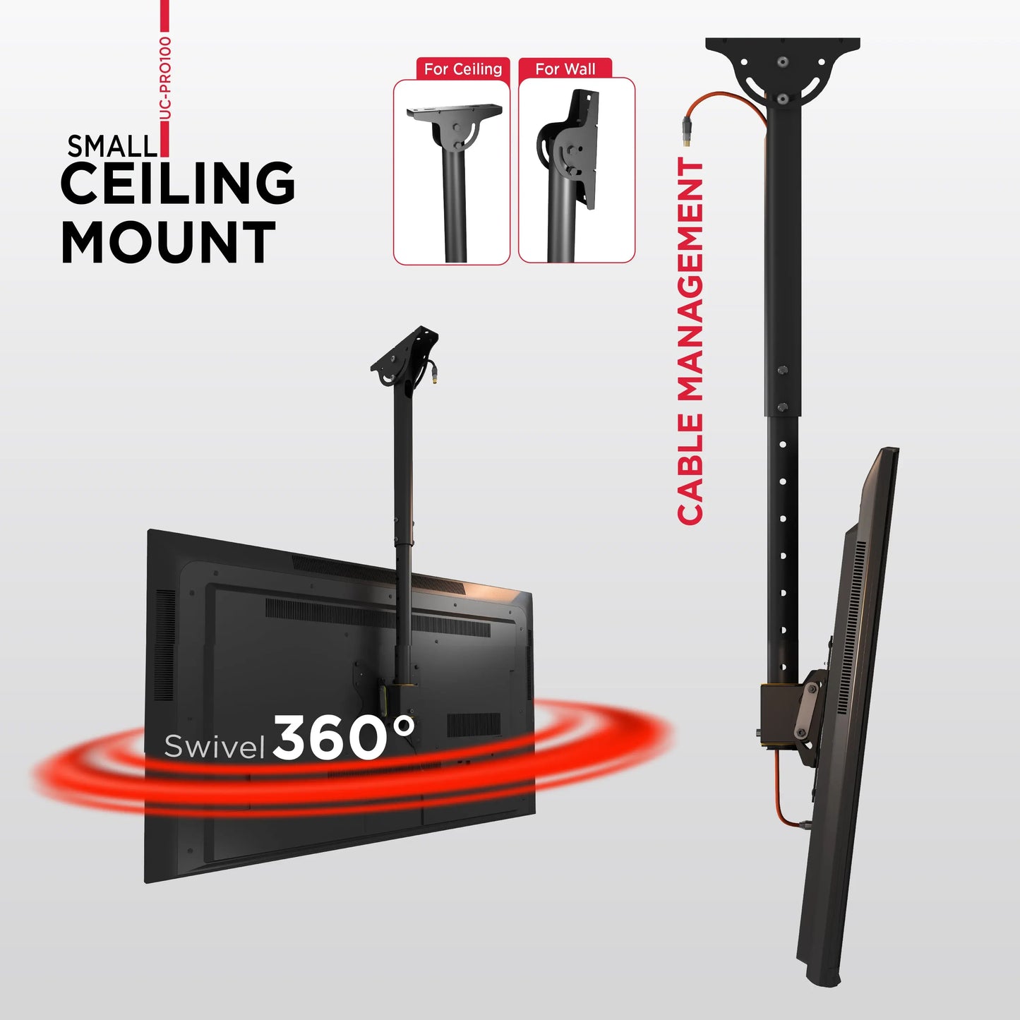 ProMounts Swivel TV Ceiling Mount for 23" to 42" TVs Holds Up to 110lbs (UC-PRO100) - ProMounts