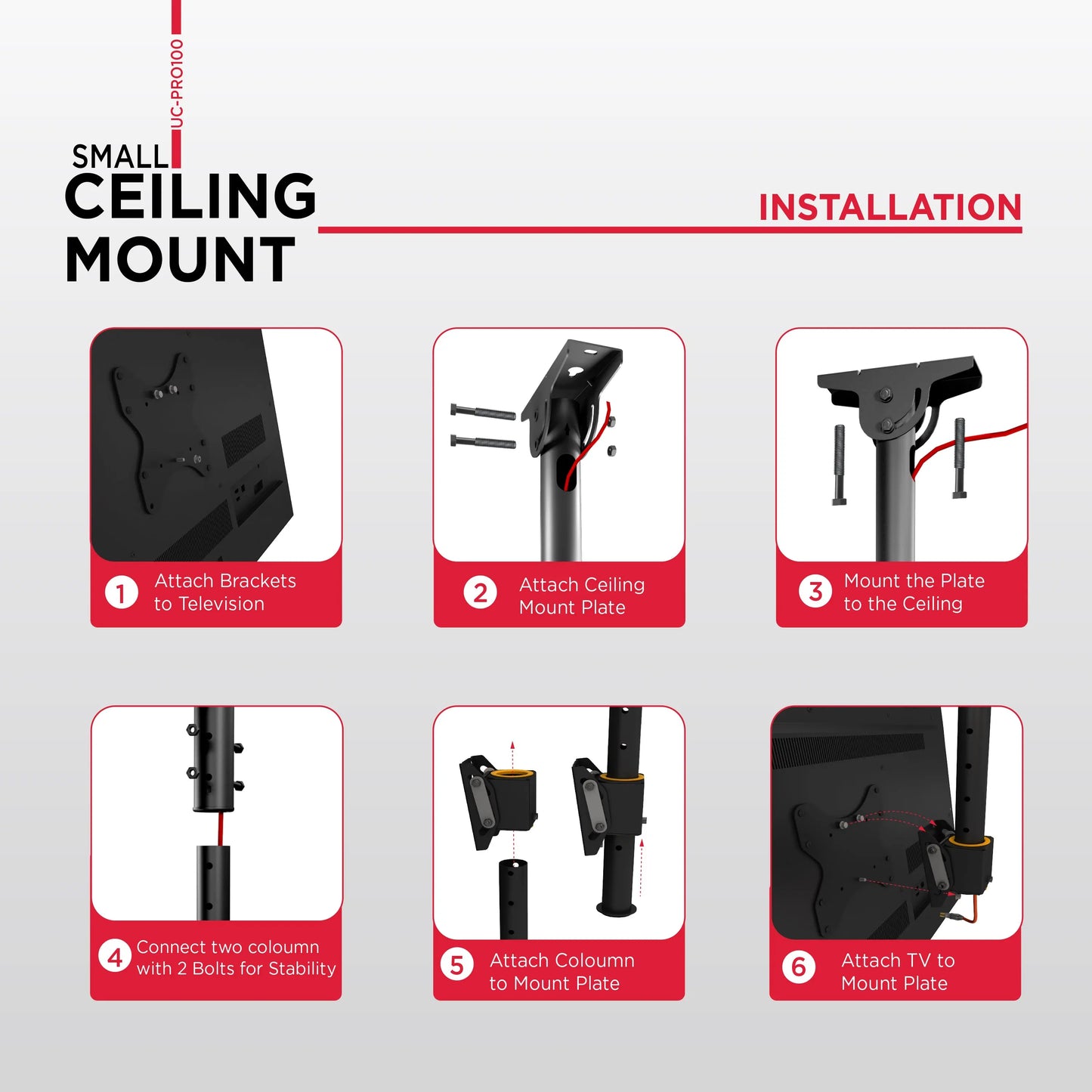 ProMounts Swivel TV Ceiling Mount for 23" to 42" TVs Holds Up to 110lbs (UC-PRO100) - ProMounts