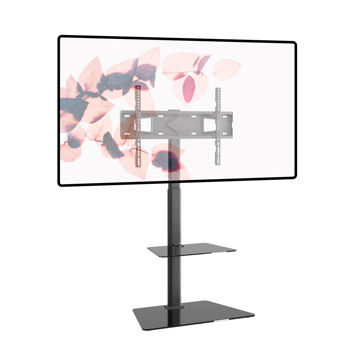 ProMounts TV Floor Stand Mount for 37" to 72" TVs with Height Adjustable Shelf and 25° Swivel (AFMSS6402)