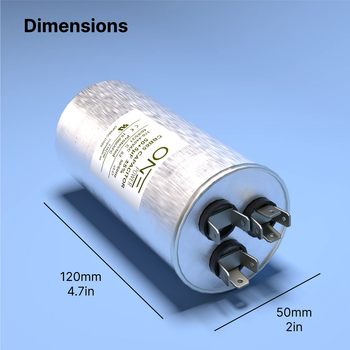 45 5 UF Capacitor 45 5 UF 45/5 MFD ±6% 370V/440V CBB65 Dual Run Capacitor – Round, For AC Units, Heat Pumps & Fan Motors 45 5 UF Capacitor 45 5 UF 45/5 MFD ±6% 370V/440V CBB65 Dual Run Capacitor – Round, For AC Units, Heat Pumps & Fan Motors