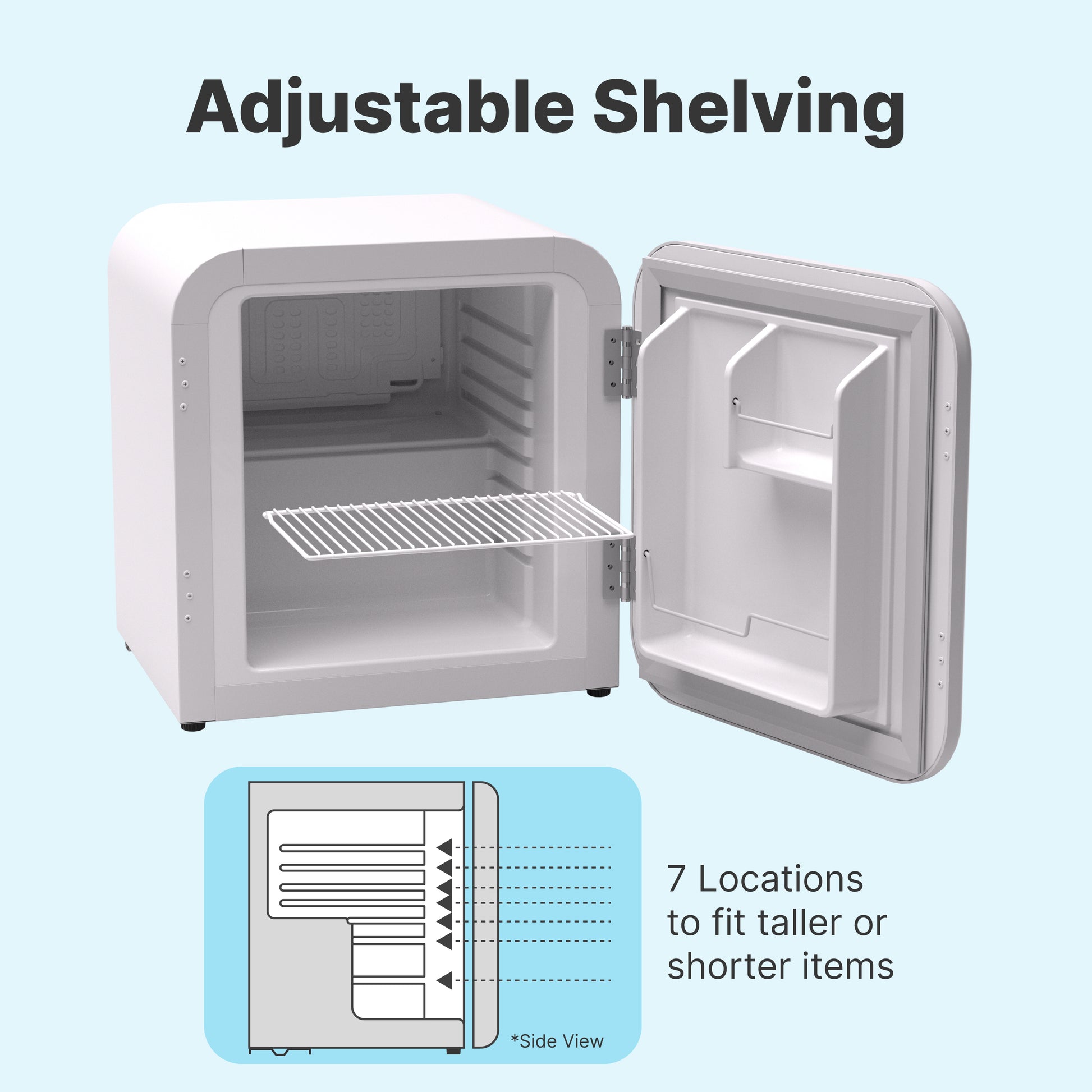 Husky Premium 43L Retro Style 1.5 C.ft. Freestanding Mini Fridge in White - ProMounts