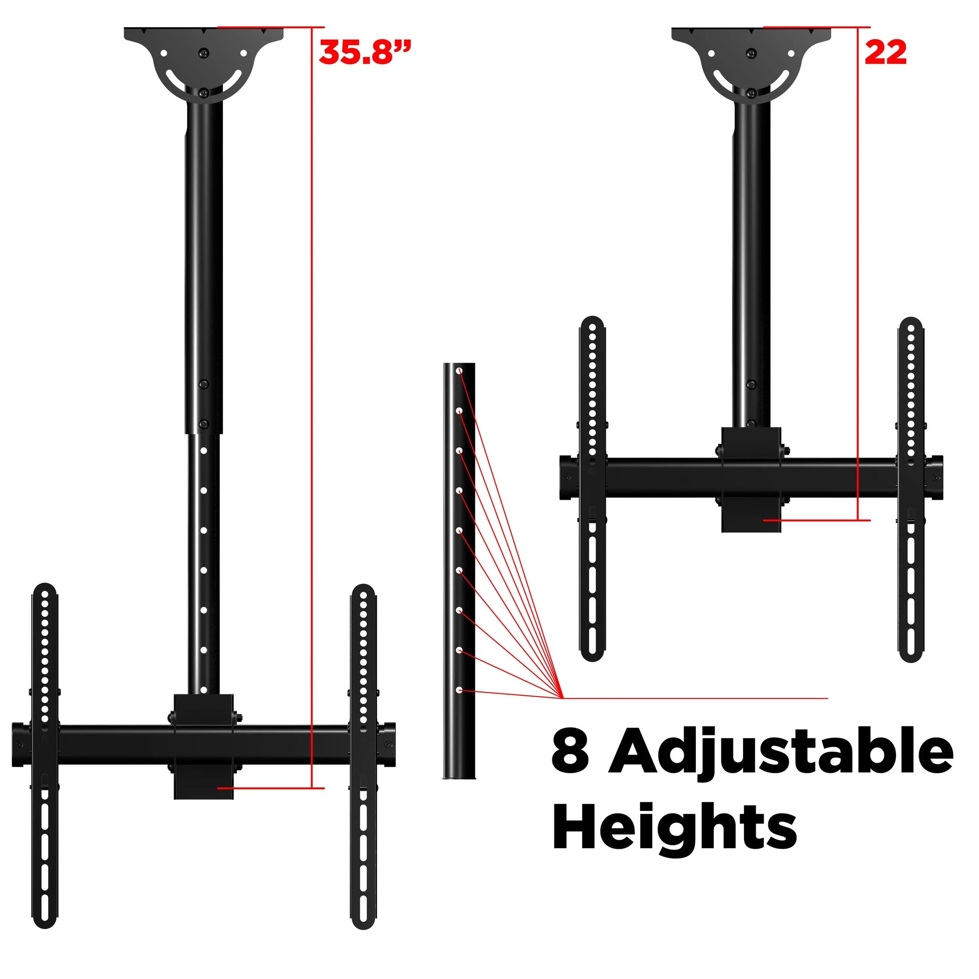 ProMounts Premium Ceiling Tilt/Swivel TV Ceiling Mount Fits Most 24-55 inch, Holds 110 lbs (UC-PRO210) ProMounts